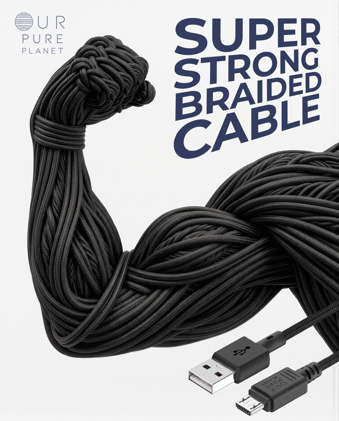 USB-A to Micro cable, 1.2m/4ft