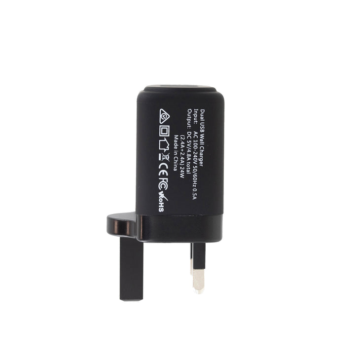 24W Dual USB-A Wall Charger (UK port)